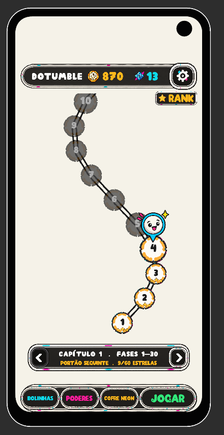 Current Dotumble level map showing the player at level four